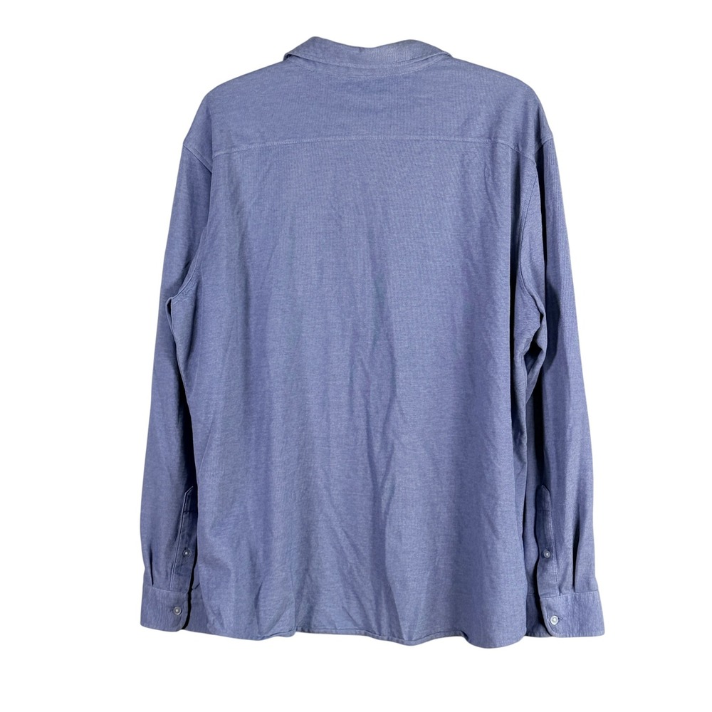 Brax David Button Up Shirt Mens XL Blue Long Sleeve Knit Textured - Picture 4 of 8